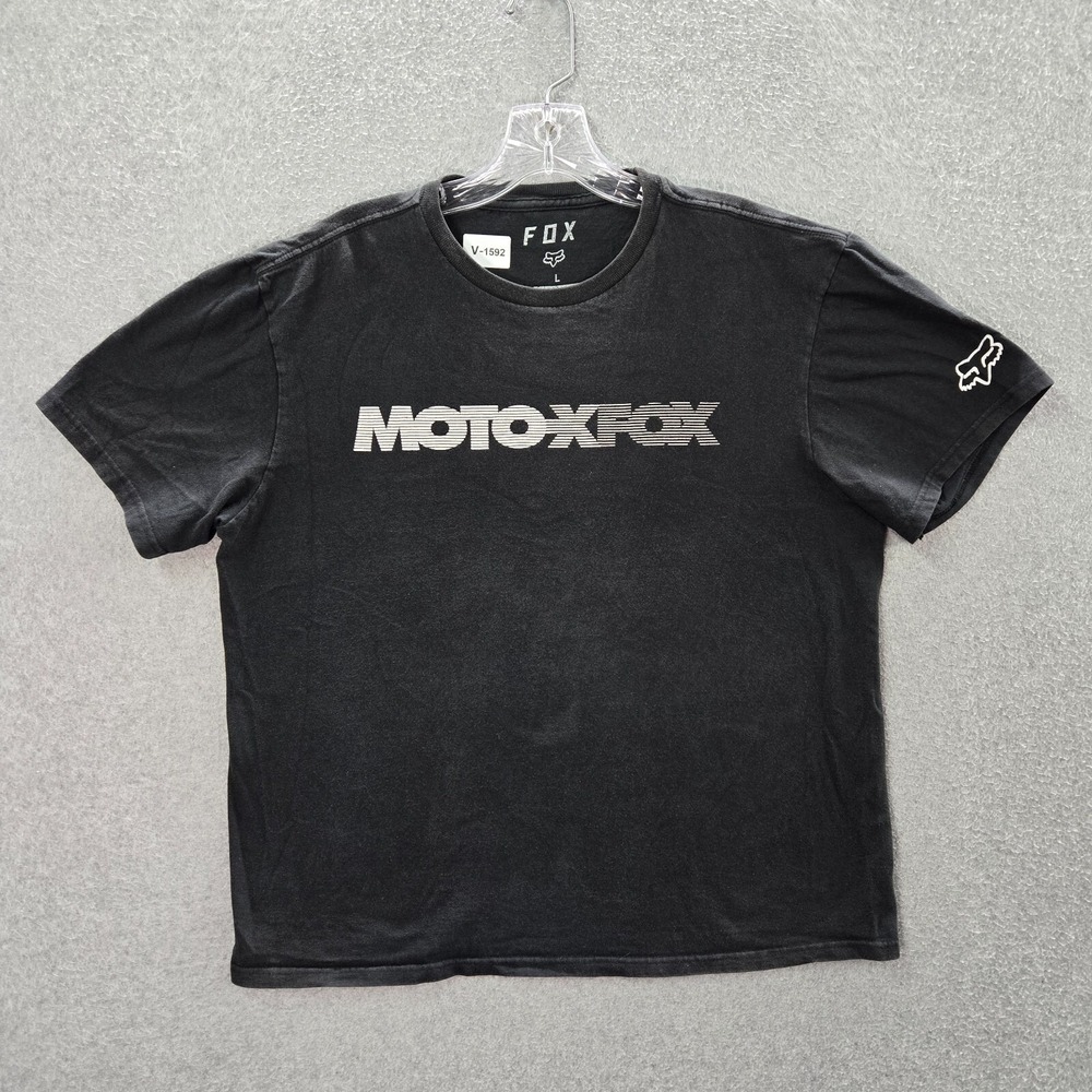 Fox Men Shirt Large Black Moto X Graphic Short Sleeve Crew Neck READ